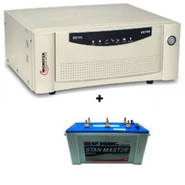 Microtek UPS SEB 1100VA Inverter + Sfsonic (Exide) Stan Master SM 8500 150Ah Battery