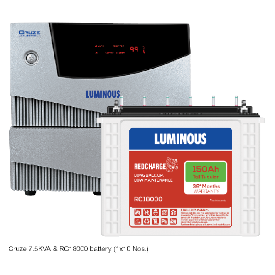 Luminous Home UPS 7.5 kVA Cruze+ + 150 Ah RC18000 Battery Combo