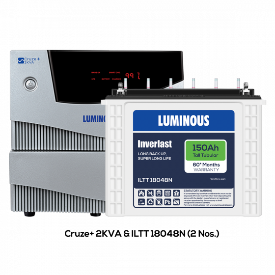 Luminous Home UPS 2 kVA Cruze+ +150 Ah ILTT 18048N Battery Combo