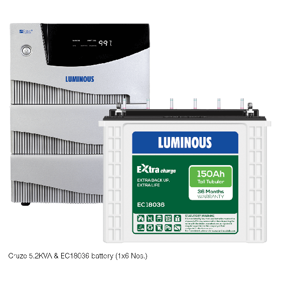 Luminous Home UPS 5.2 kVA Cruze+ + 150 Ah EC 18036 Battery Combo