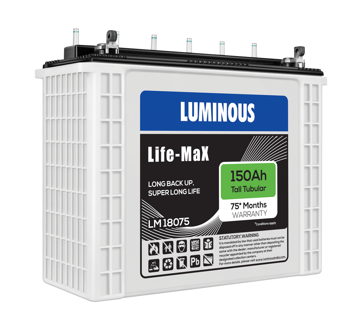 LUMINOUS LIFE MAX - LM 18075 150Ah TUBULAR Battery